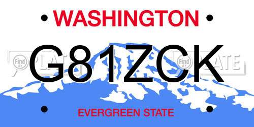 G81ZCK Washington License Plate