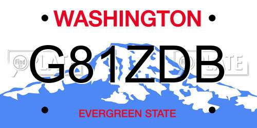 G81ZDB Washington License Plate