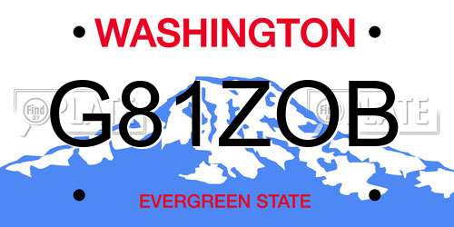 G81ZOB Washington License Plate