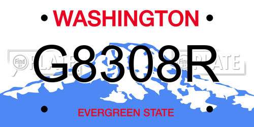 G8308R Washington License Plate