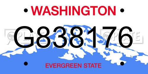 G838176 Washington License Plate