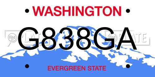 G838GA Washington License Plate