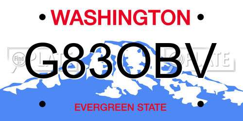G83OBV Washington License Plate