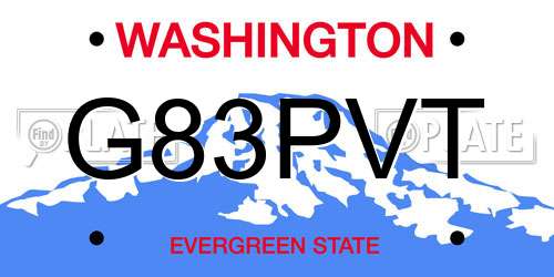 G83PVT Washington License Plate