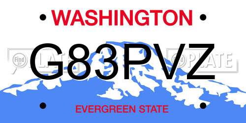G83PVZ Washington License Plate