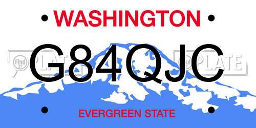G84QJC Washington License Plate