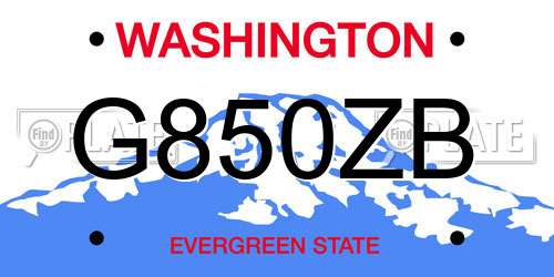 G850ZB Washington License Plate