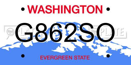 G862SO Washington License Plate