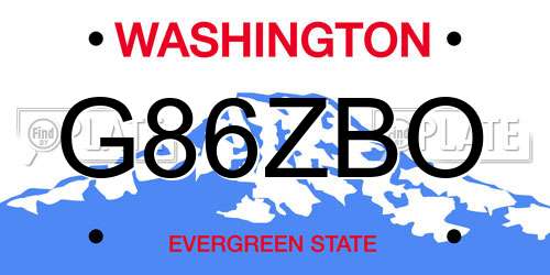 G86ZBO Washington License Plate