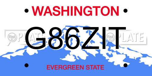G86ZIT Washington License Plate