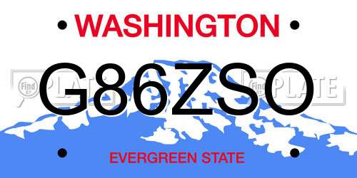 G86ZSO Washington License Plate