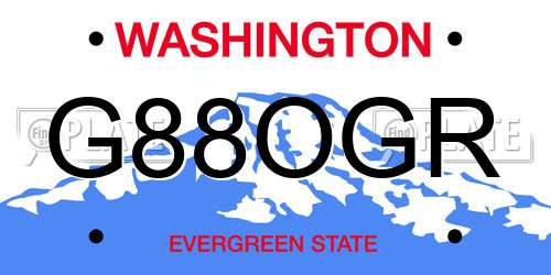 G88OGR Washington License Plate