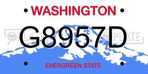 G8957D Washington License Plate
