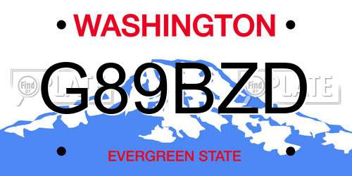 G89BZD Washington License Plate