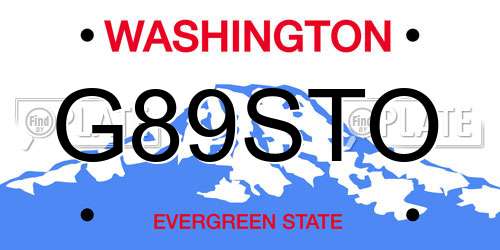 G89STO Washington License Plate