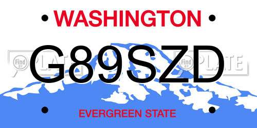 G89SZD Washington License Plate