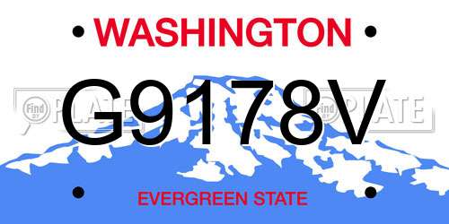 G9178V Washington License Plate