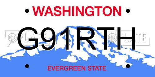 G91RTH Washington License Plate