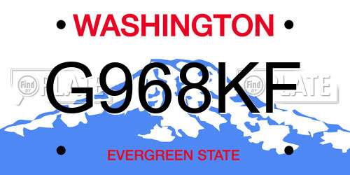 G968KF Washington License Plate