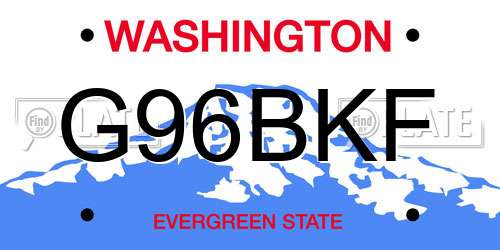 G96BKF Washington License Plate