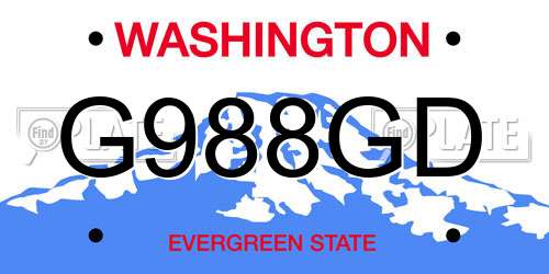 G988GD Washington License Plate