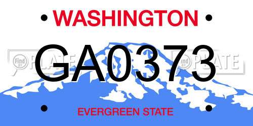 GA0373 Washington License Plate