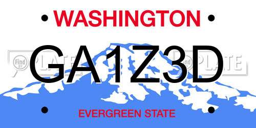 GA1Z3D Washington License Plate