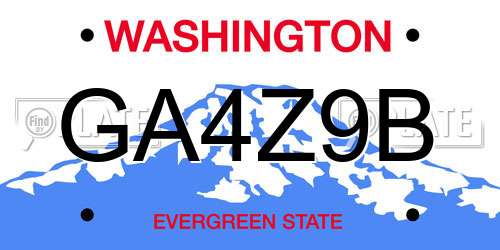 GA4Z9B Washington License Plate