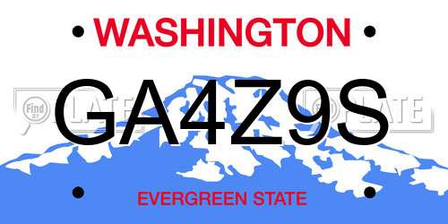 GA4Z9S Washington License Plate
