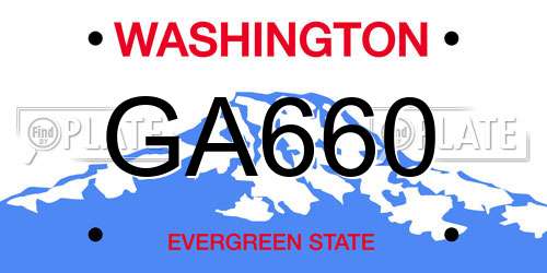 GA660 Washington License Plate