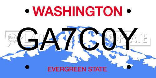 GA7C0Y Washington License Plate