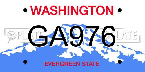 GA976 Washington License Plate