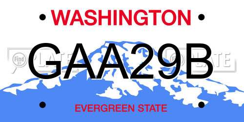 GAA29B Washington License Plate