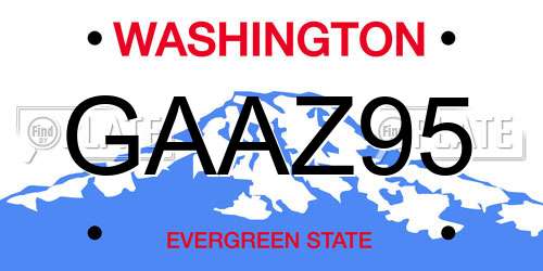 GAAZ95 Washington License Plate
