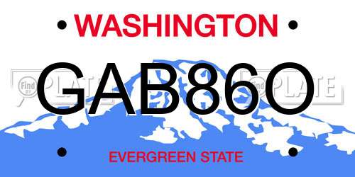 GAB86O Washington License Plate