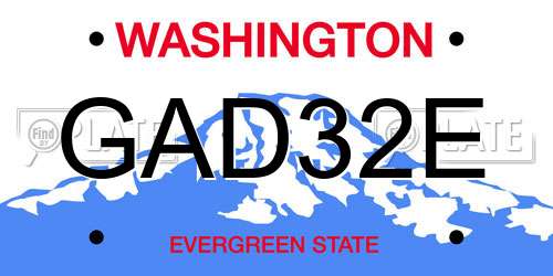 GAD32E Washington License Plate