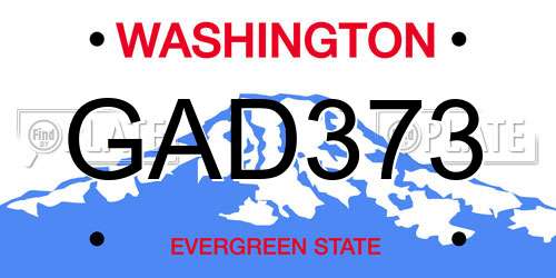 GAD373 Washington License Plate