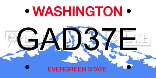 GAD37E Washington License Plate
