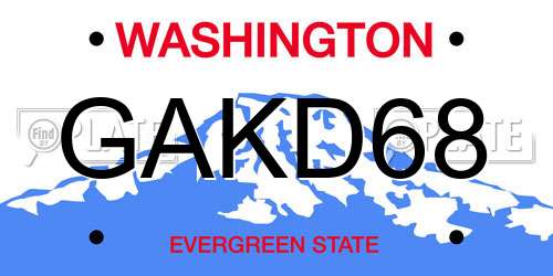 GAKD68 Washington License Plate