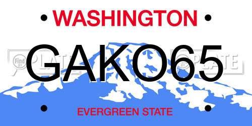GAKO65 Washington License Plate