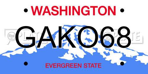 GAKO68 Washington License Plate