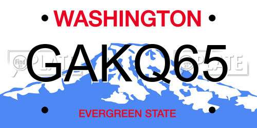 GAKQ65 Washington License Plate
