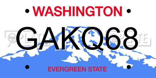 GAKQ68 Washington License Plate