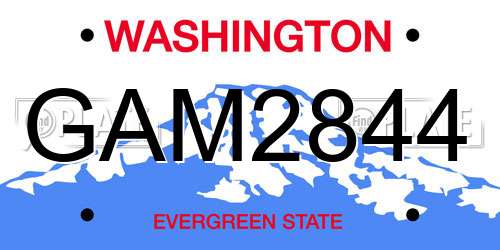GAM2844 Washington License Plate