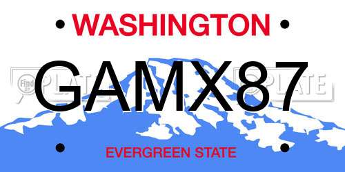 GAMX87 Washington License Plate
