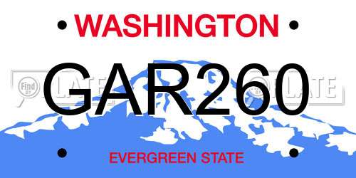 GAR260 Washington License Plate