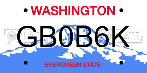 GB0B6K Washington License Plate