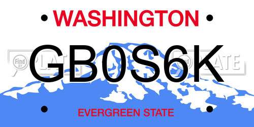 GB0S6K Washington License Plate