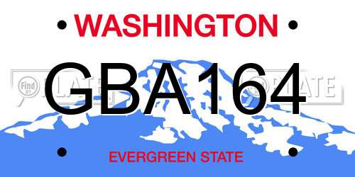 GBA164 Washington License Plate