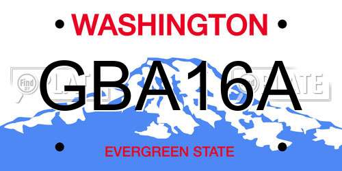 GBA16A Washington License Plate